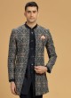 Designer Jacket Style Indowestern In Art Silk